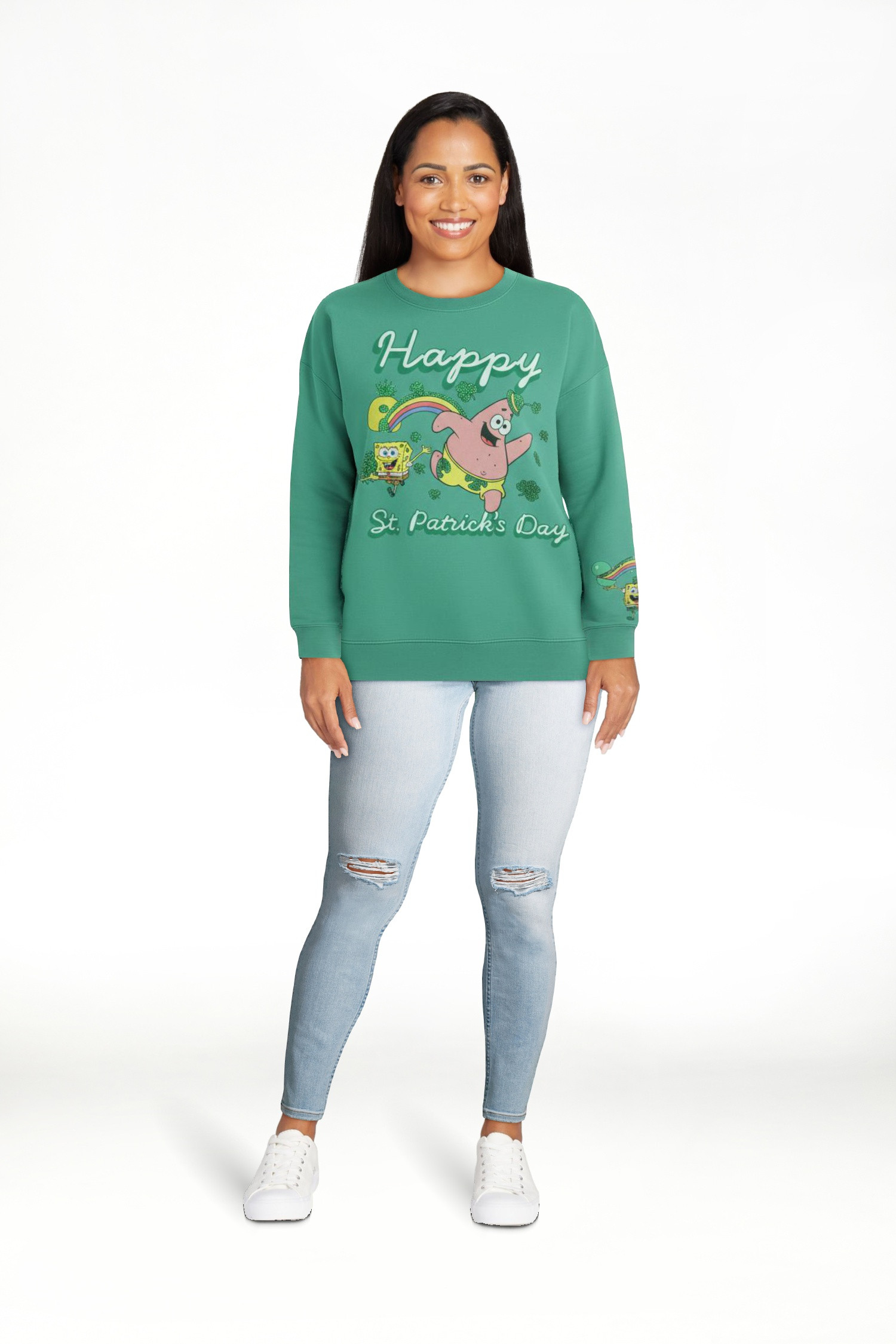 SpongeBob SquarePants Women's Saint Patrick's Day Graphic Sweatshirt, Sizes XXS-XXL | Walmart (US)