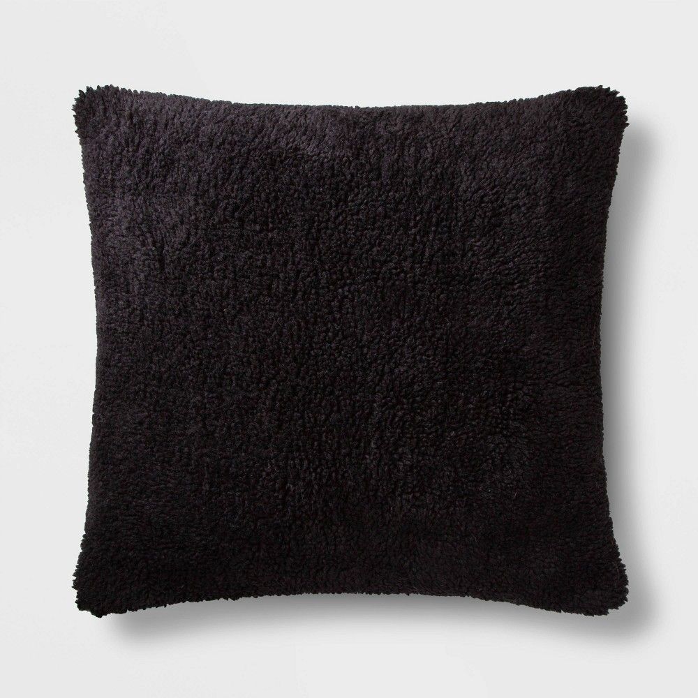 Faux Sheepskin Oversize Square Pillow Black - Threshold | Target