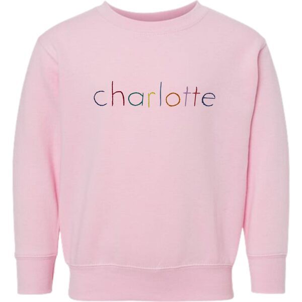 Personalized Rainbow Block Print Sweatshirt, Pink | Maisonette