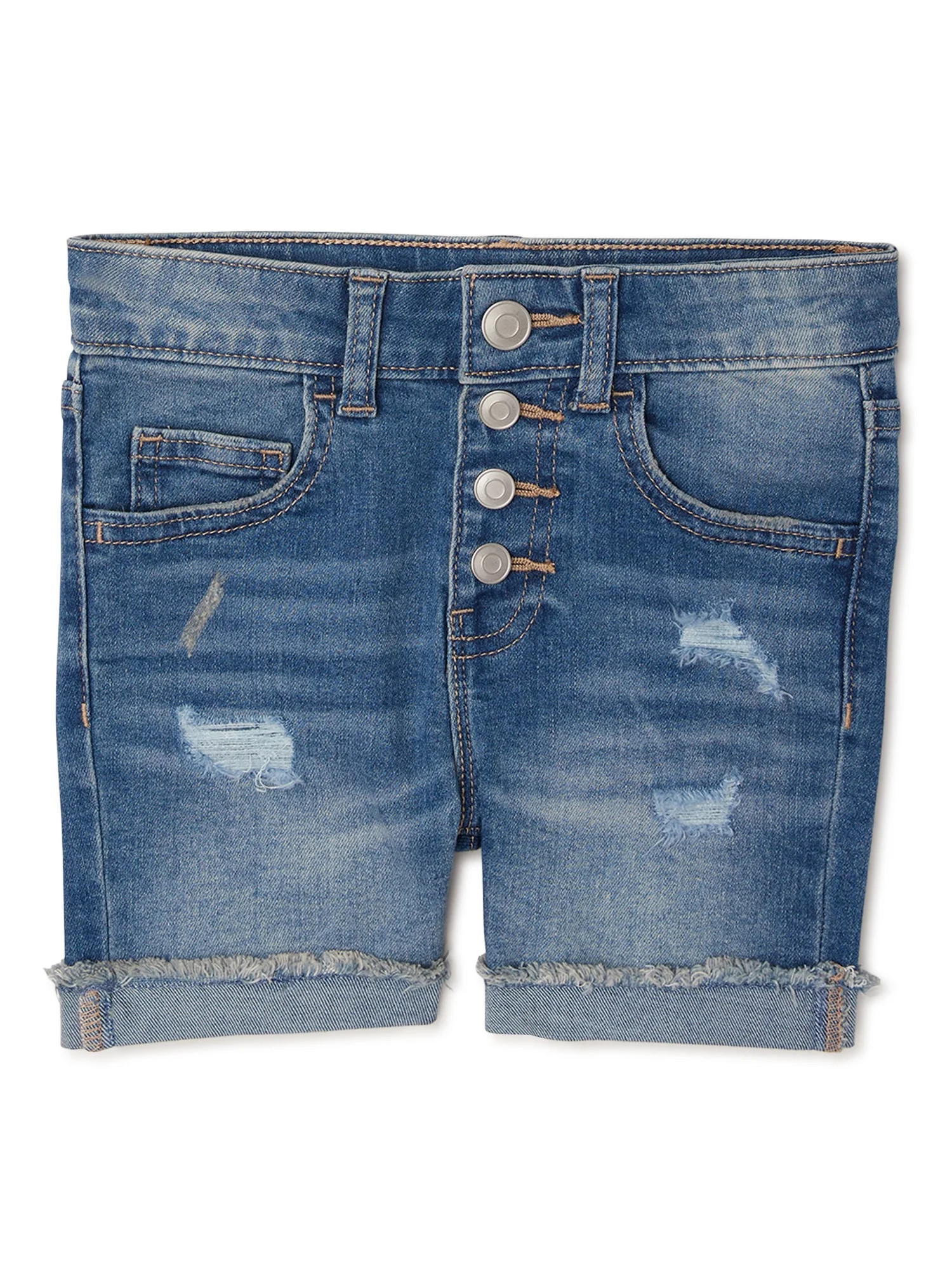 Wonder Nation Girls Distressed Denim Shorts, Sizes 4-18 & Plus | Walmart (US)