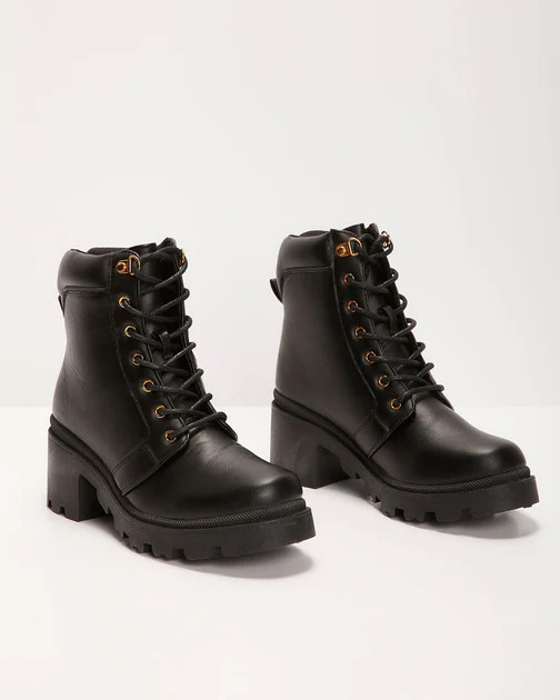 Set It Straight Platform Chunky Combat Boots - Black | VICI