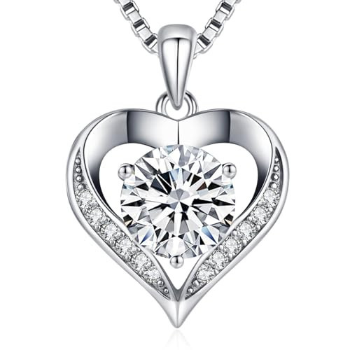 DALOJOE Moissanite Necklace for Women, 1-3 Carat Heart Necklace Engraved with 'I LOVE YOU', Birthday Gift for Wife, Anniversary Present for Wife Women, Jewelry Gifts for Valentine's Day | Amazon (US)