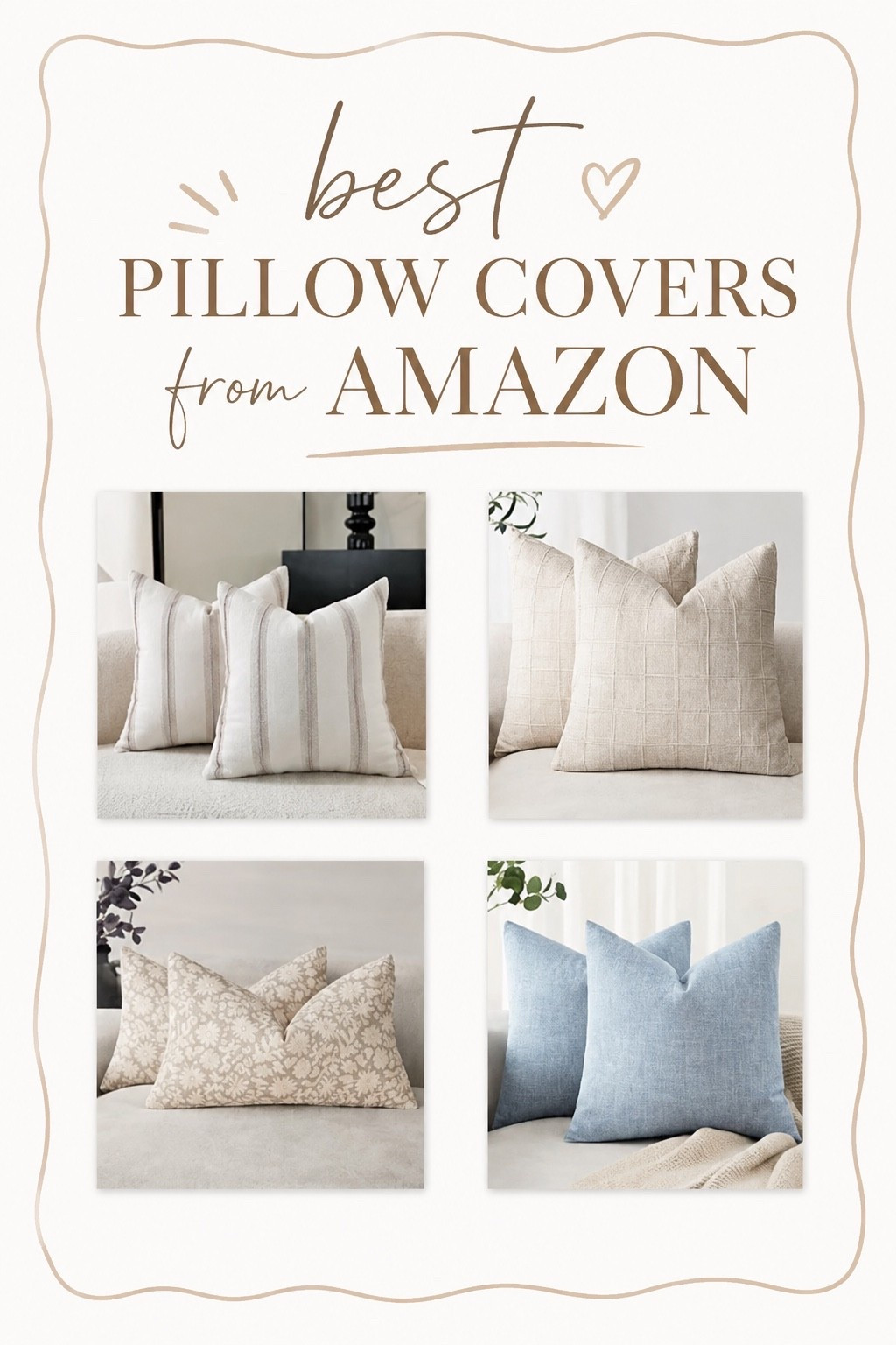 My favorite pillow covers from Amazon for our living room. Love the quality and softness of these!