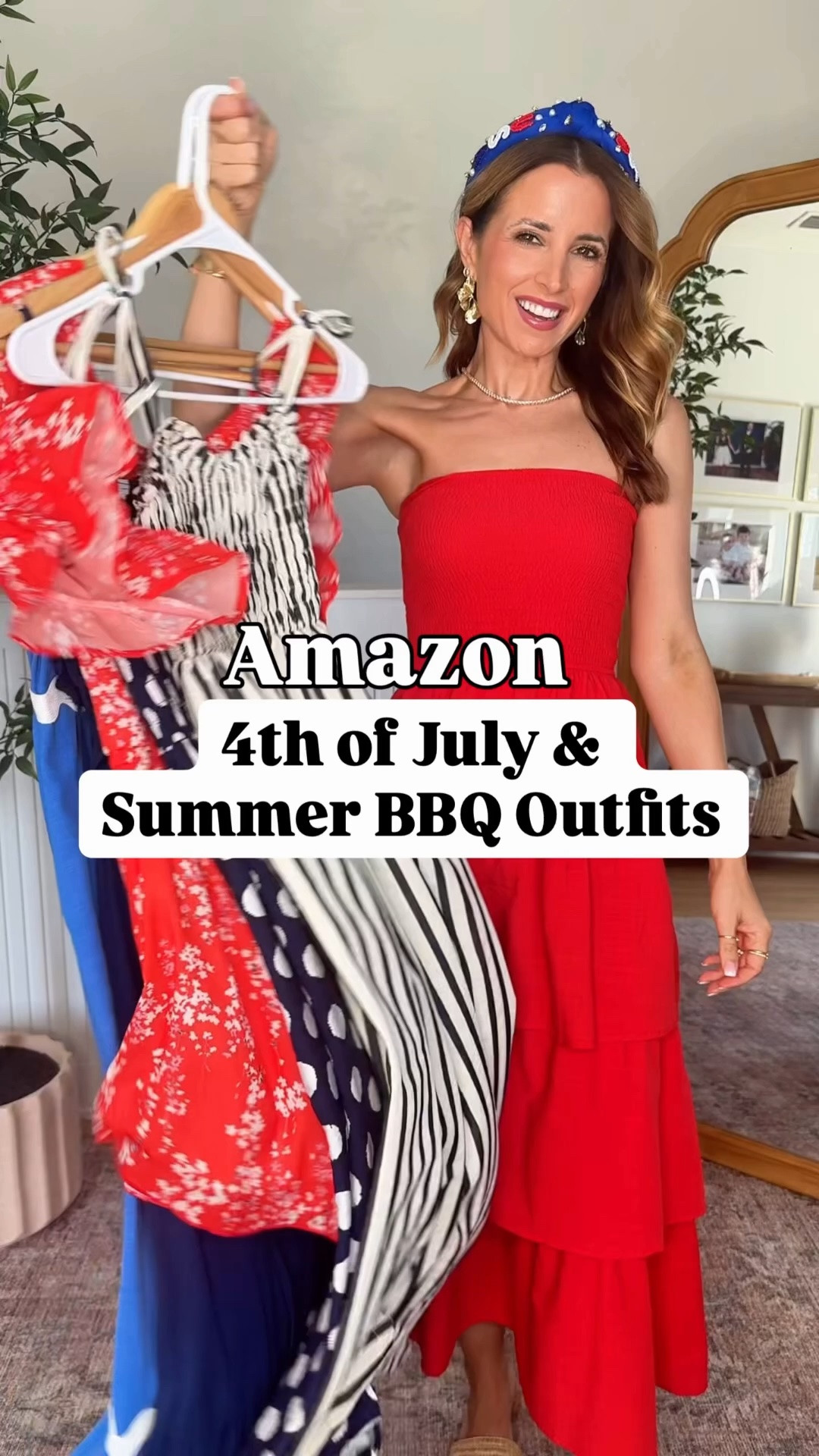 The cutest Amazon outfits for the 4th of July! Wearing smallest size in each. Memorial day weekend. Barbecue outfit. Summer outfit. Summer dress. Vacation dress. Polka dot dress. Swimsuit coverup. Vacation outfit. Amazon USA headband. Target slides are TTS.

#LTKootd #LTKTravel #LTKSwim