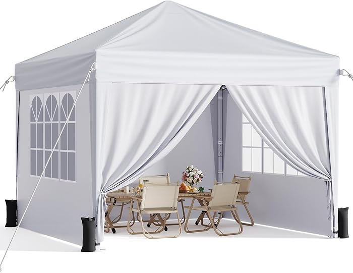 10x10 Pop Up Canopy with Sidewalls, Instant Portable Canopy Tent with Carry Bag for Commercial Ev... | Amazon (US)