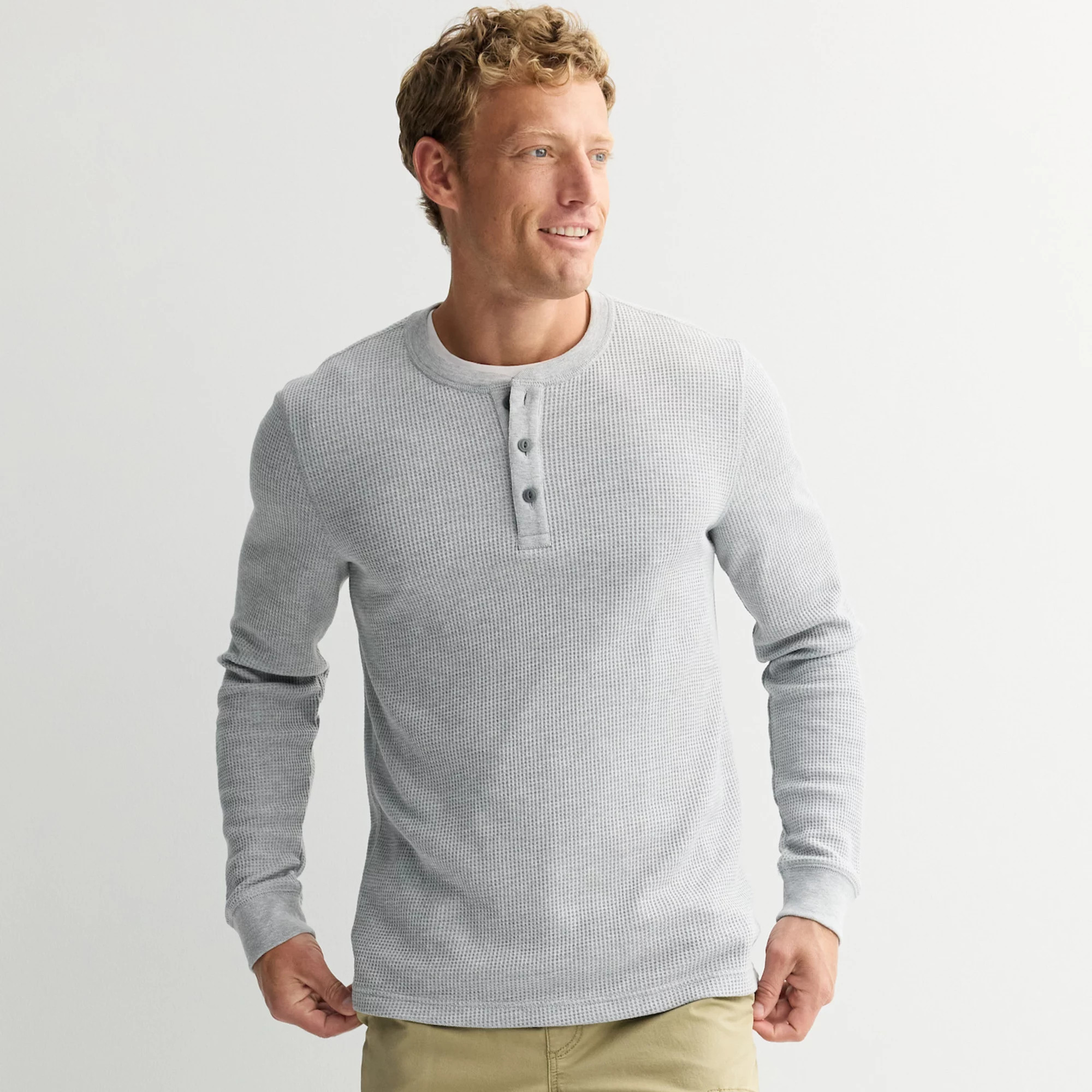 Men's Sonoma Goods For Life® Essential Long Sleeve Waffle Henley Tee | Kohl's