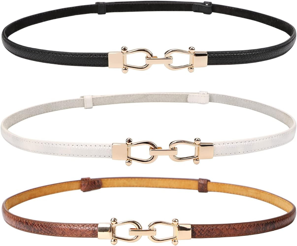 JASGOOD Leather Skinny Women Belt Ladies Thin Waist Belts Plus Size Adjustable for Jeans Pants Dr... | Amazon (US)