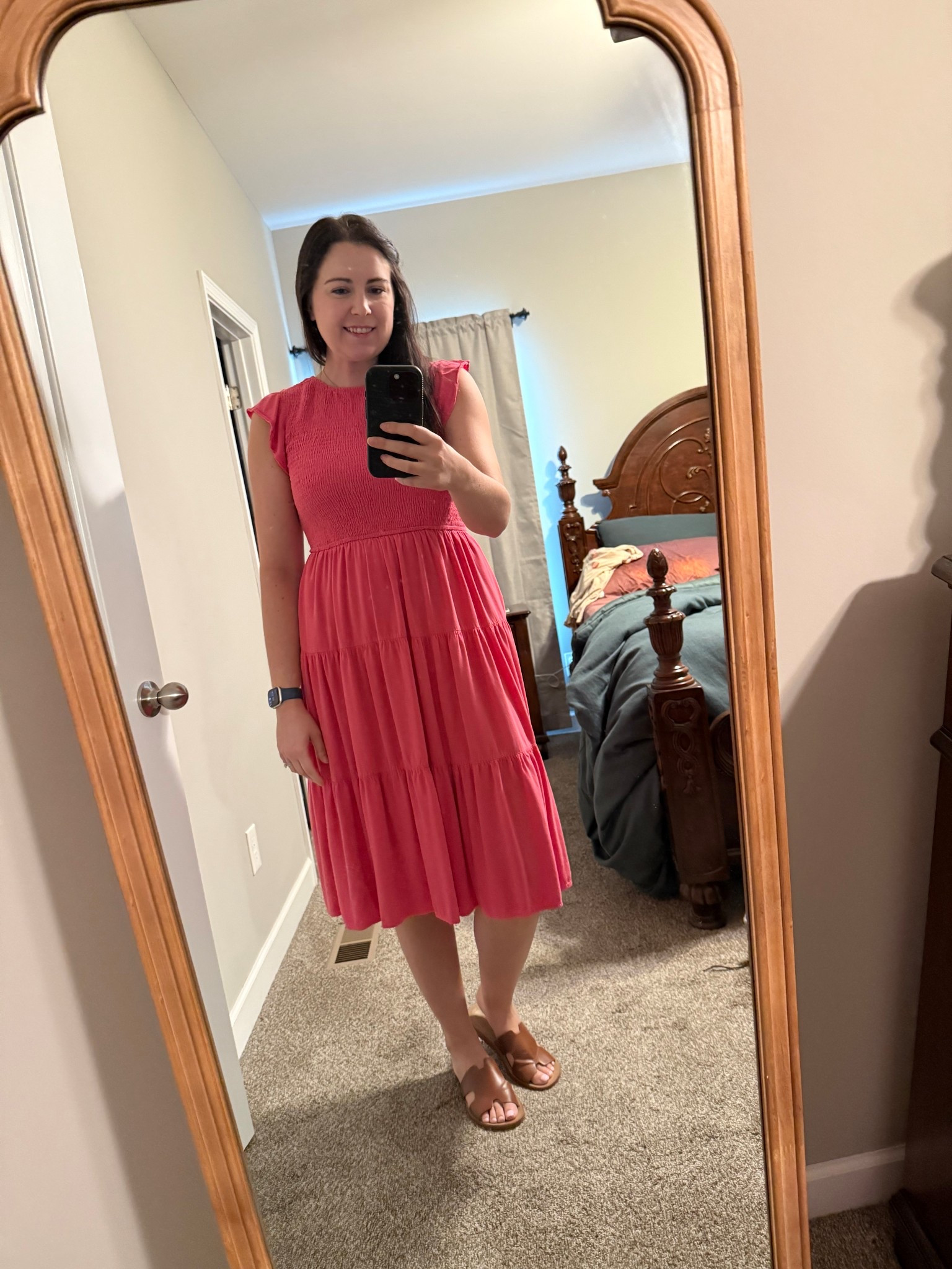 love love love this dress! I have it in this gorgeous pink color and an army green color! Perfect to throw on when you want to look more put together, but still so flowy and comfortable!

ootd, outfit, church dress, summer dress, tiered dress, kendra scott necklace, sandals 

 