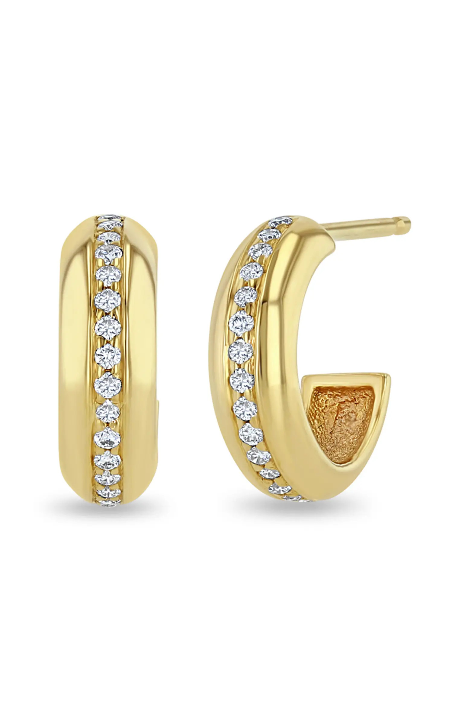 14K Pavé Diamond Huggie Hoop Earrings | Nordstrom
