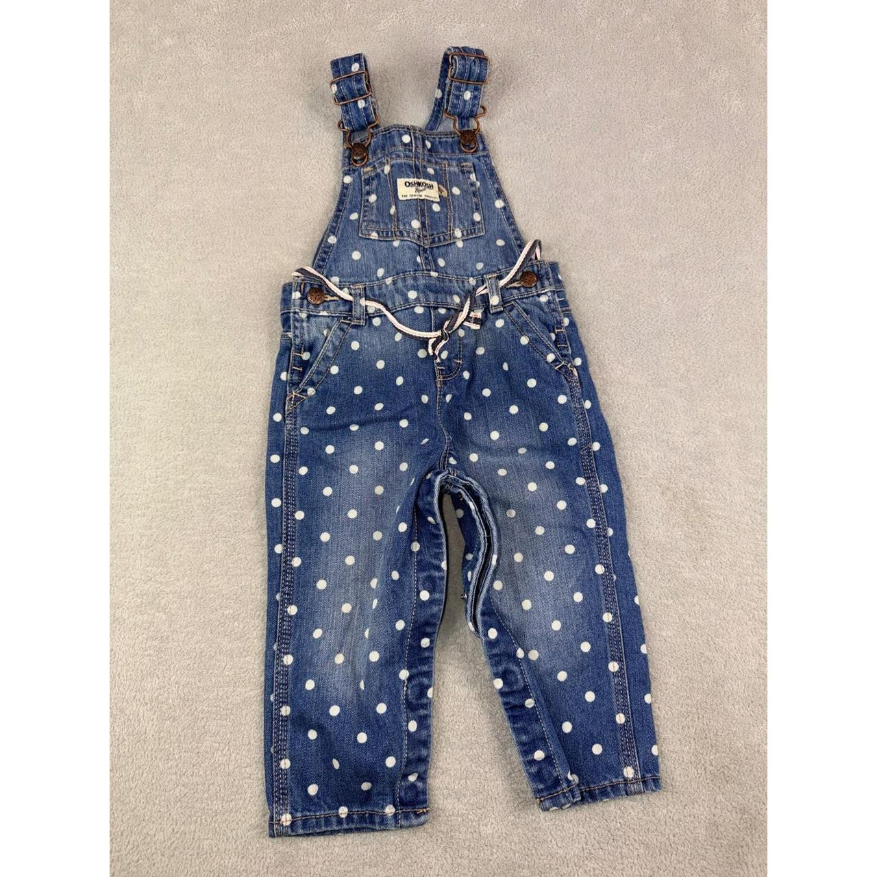 OshKosh B'gosh Baby Girls Denim Polka Dot Overalls... | Depop | Depop US