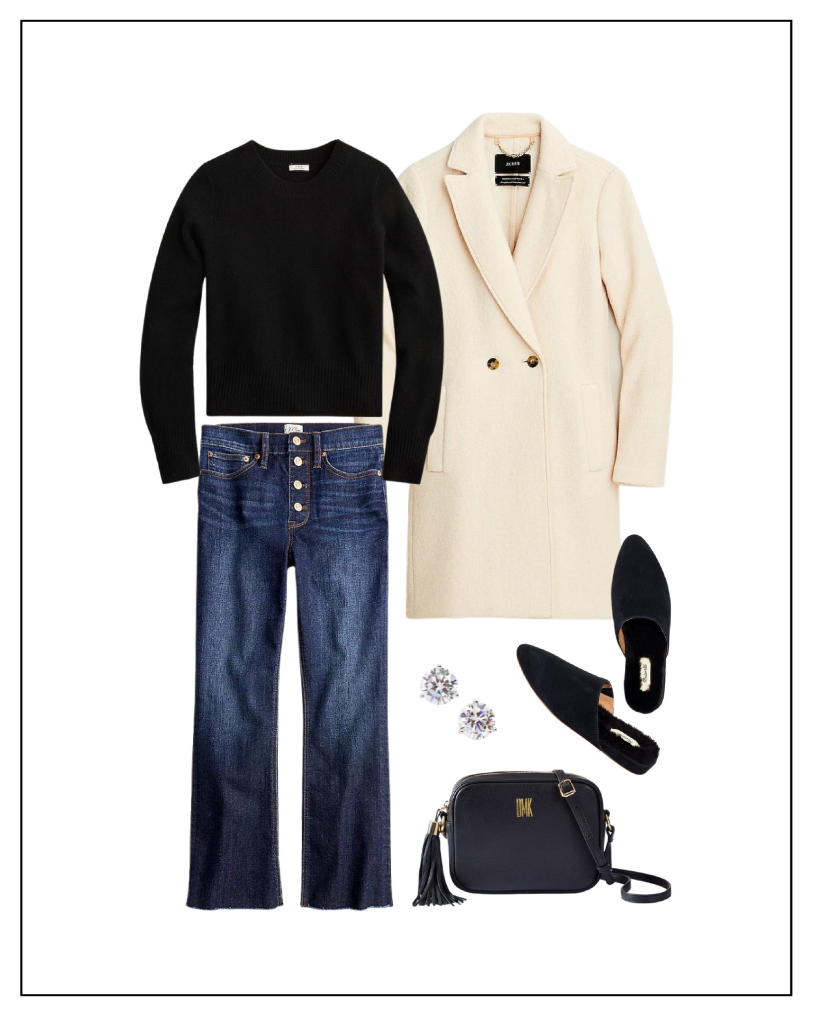 Winter Layering Outfit Ideas:

Neutrals for the win! I wear a variation of this outfit pretty frequently. It’s what I reach for on busy mornings because it’s comfortable yet still looks put together. 

Start with this cozy black cashmere crewneck sweater; it’s such a great basic. It’s also worth checking out some of the other colors on sale for under $60, which is such a DEAL since J.Crew never includes cashmere in sales. 

These cropped demi-boot jeans are incredibly comfy, and I love the dark wash. 

If I’m staying inside, I’ll slip on my favorite shearling-lined mules, but if I’m leaving the house, I can dress it up with ankle boots, stud earrings, a black leather crossbody bag, and this gorgeous ivory topcoat to tie together the look.

#LTKstyletip #LTKsalealert #LTKunder100