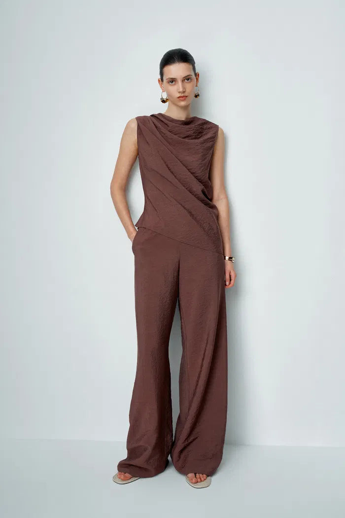 Phoebe French Cowl Sleeveless Top in Dry Silk | Fabrique