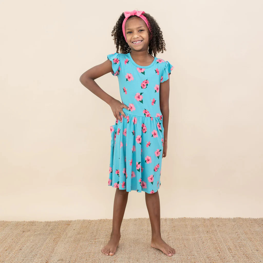 Pocket Dress in Hibiscus | Kyte BABY