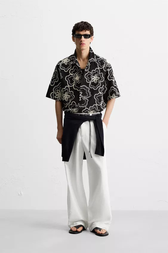 RAISED EMBROIDERY SHIRT | Zara US