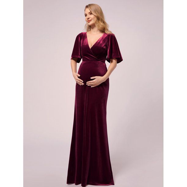 Ever-Pretty Maternity Elegant Full Length Maternity Dress Empire Waist for Baby Showers 0861YF Bu... | Walmart (US)