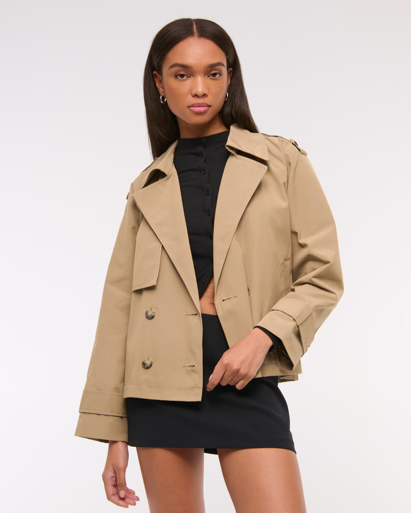 Women's Relaxed Short Trench Coat | Women's Coats & Jackets | Abercrombie.com | Abercrombie & Fitch (US)