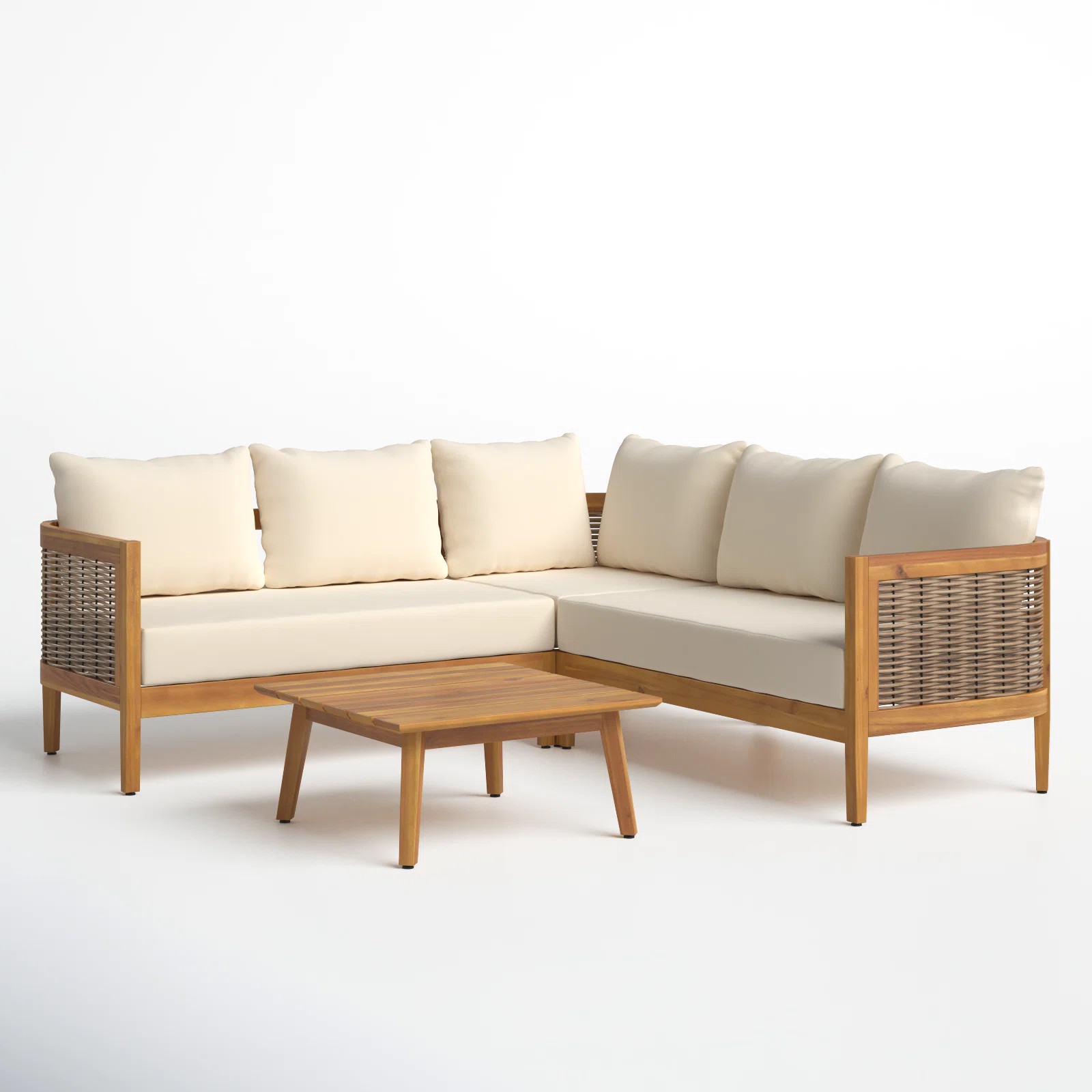 Abbeygail Acacia 5 - Person Modular Patio Conversation Set with Cushions | Wayfair North America
