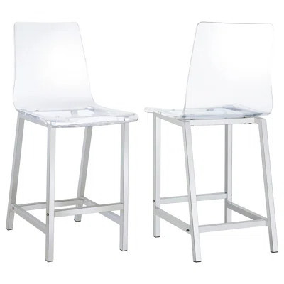 Modern Clear Acrylic And Bar Stools Pair . Comfortable Stylish Seating. Fits Various Settings. 46"X21"X17 Contemporary 2Pcs . Chair. Ideal For Bars | Wayfair North America