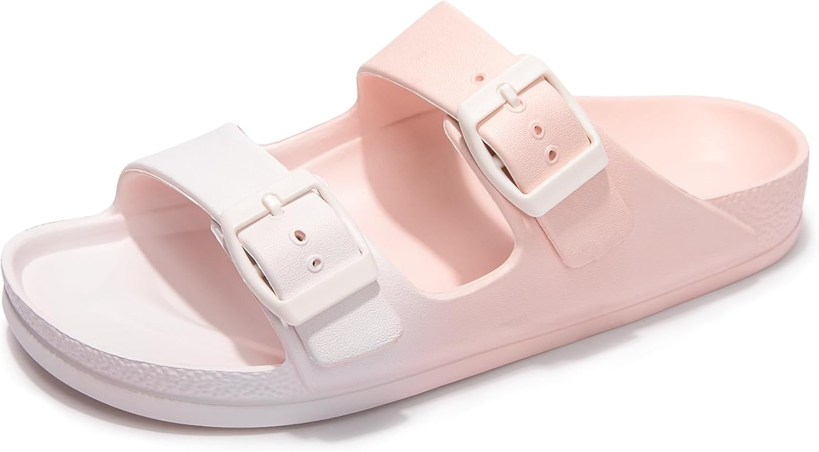 FUNKYMONKEY Women's Comfort Slides Double Buckle Adjustable EVA Flat Sandals | Amazon (US)