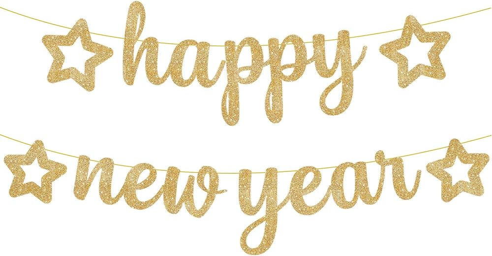 KatchOn, Glitter Happy New Year Banner Gold - 10 Feet, Pre-Strung | Happy New Year Decorations 20... | Amazon (US)