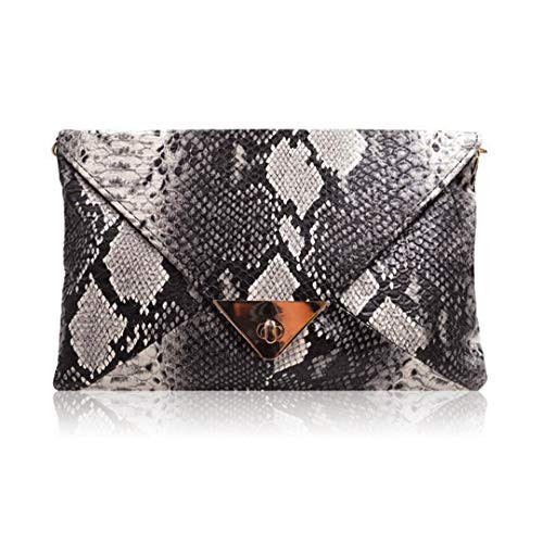 HYLong Women's Fashion Retro Snake Skin Envelope Bag Clutch Purse Evening Bag 1 | Amazon (US)