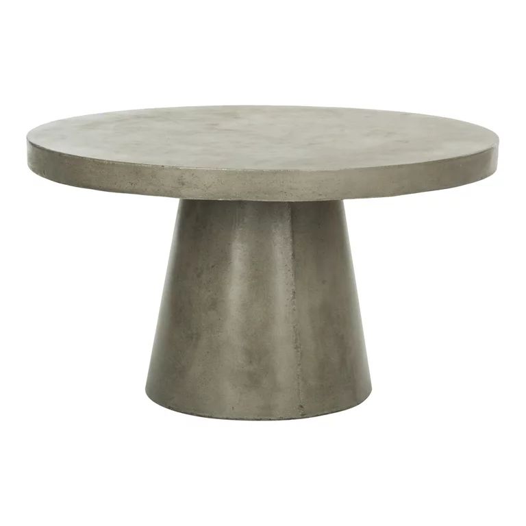 SAFAVIEH Outdoor Collection Delfia Concrete Round Coffee Table Dark Grey | Walmart (US)