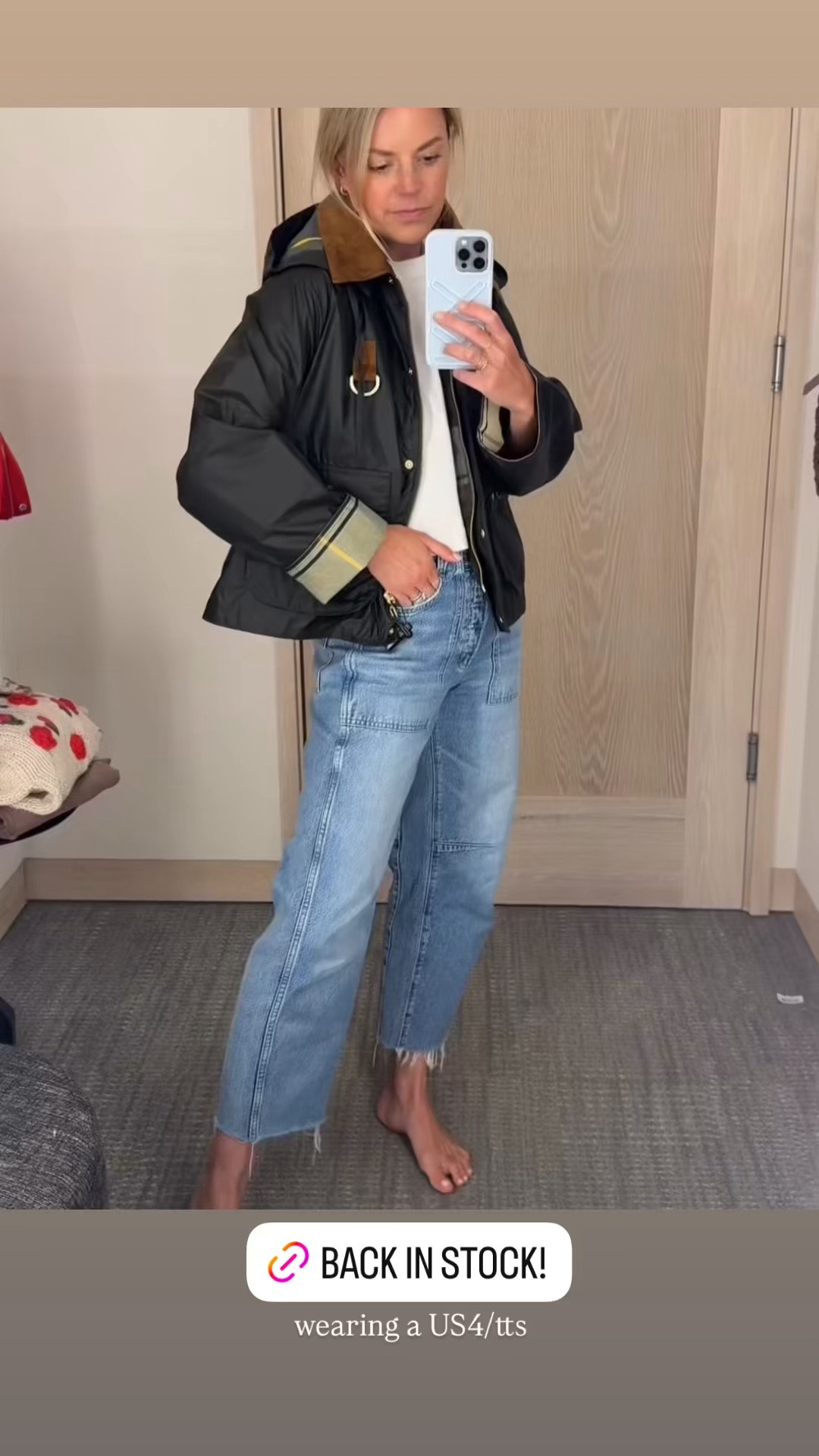 Back in stock!! NSale outerwear is so good this year! Wearing a US4,tts // 26R jeans tts // small tee

#LTKSaleAlert