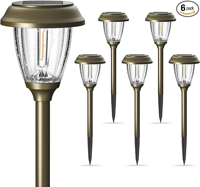 XMCOSY+ Solar Lights Outdoor 10/25 LM LED with 2 Lighting Modes, Solar Garden Lights Glass and Me... | Amazon (US)