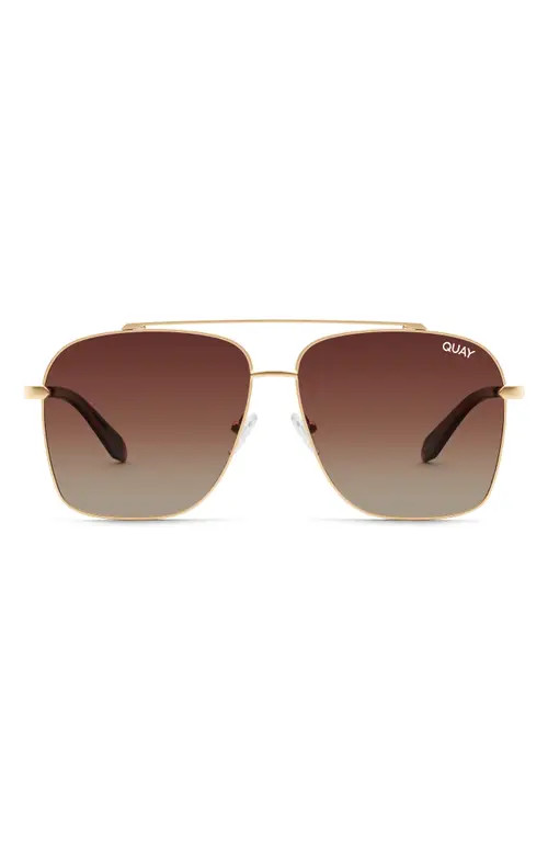 Quay Australia High Roller 62mm Polarized Aviator Sunglasses in Gold/Brown Polarized at Nordstrom | Nordstrom