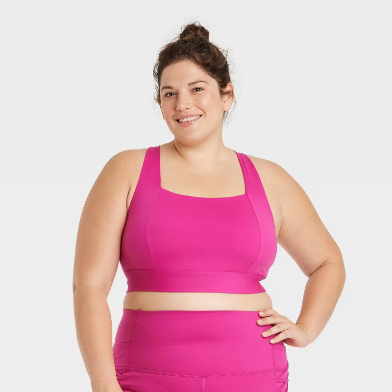 Women's Medium Support Square Neck Crossback Sports Bra - All in Motion™ | Target