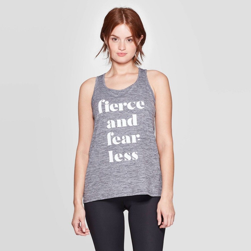 Women's Loose Fit ""Fierce and Fearless"" Graphic Tank Top - C9 Champion Black Heather XS, Women's,  | Target