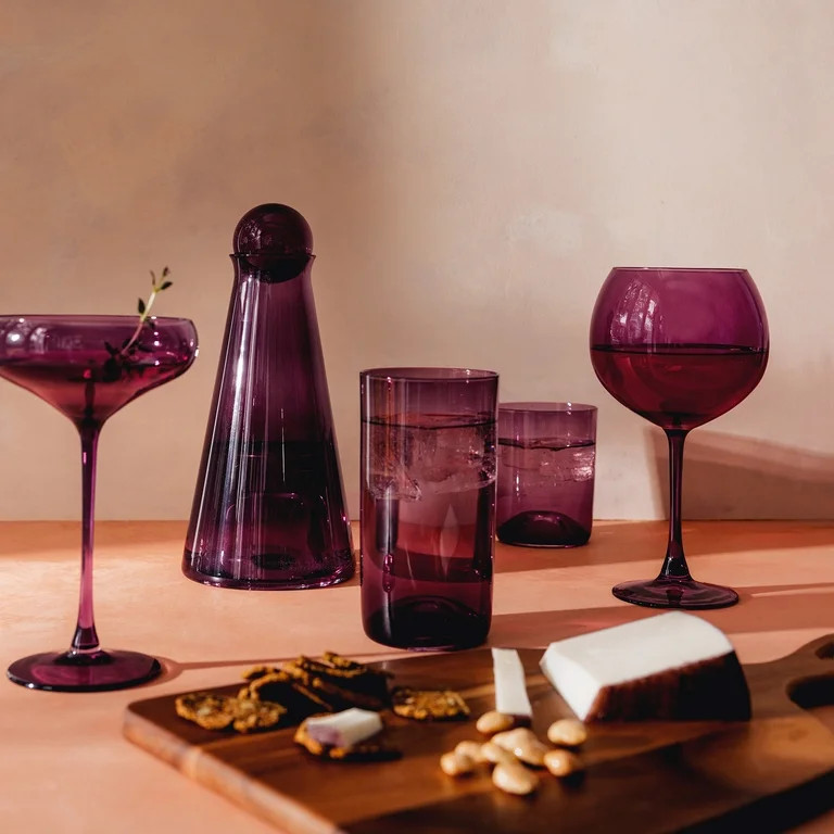Thyme & Table 21 fl oz Magenta Sphere Stemmed Wine Glass | Walmart (US)