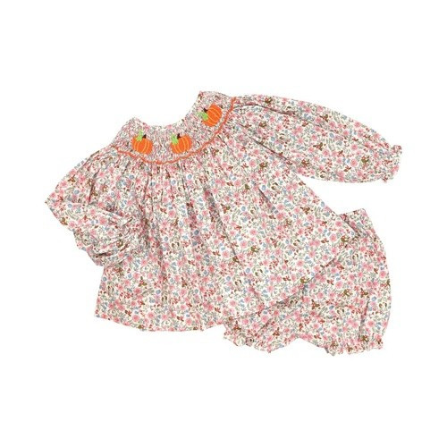 Fall Liberty Smocked Pumpkins Bloomer Set - Shipping Early October | Cecil and Lou
