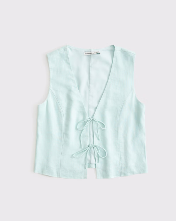 Women's Tie-Front Linen-Blend Vest | Women's Clearance | Abercrombie.com | Abercrombie & Fitch (US)