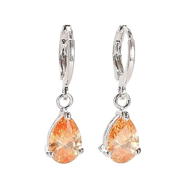 Sehao 1Pair Sterling Silver S925 Earrings Inlaid Dangle Earrings Female Orange Jewelry - Walmart.... | Walmart (US)