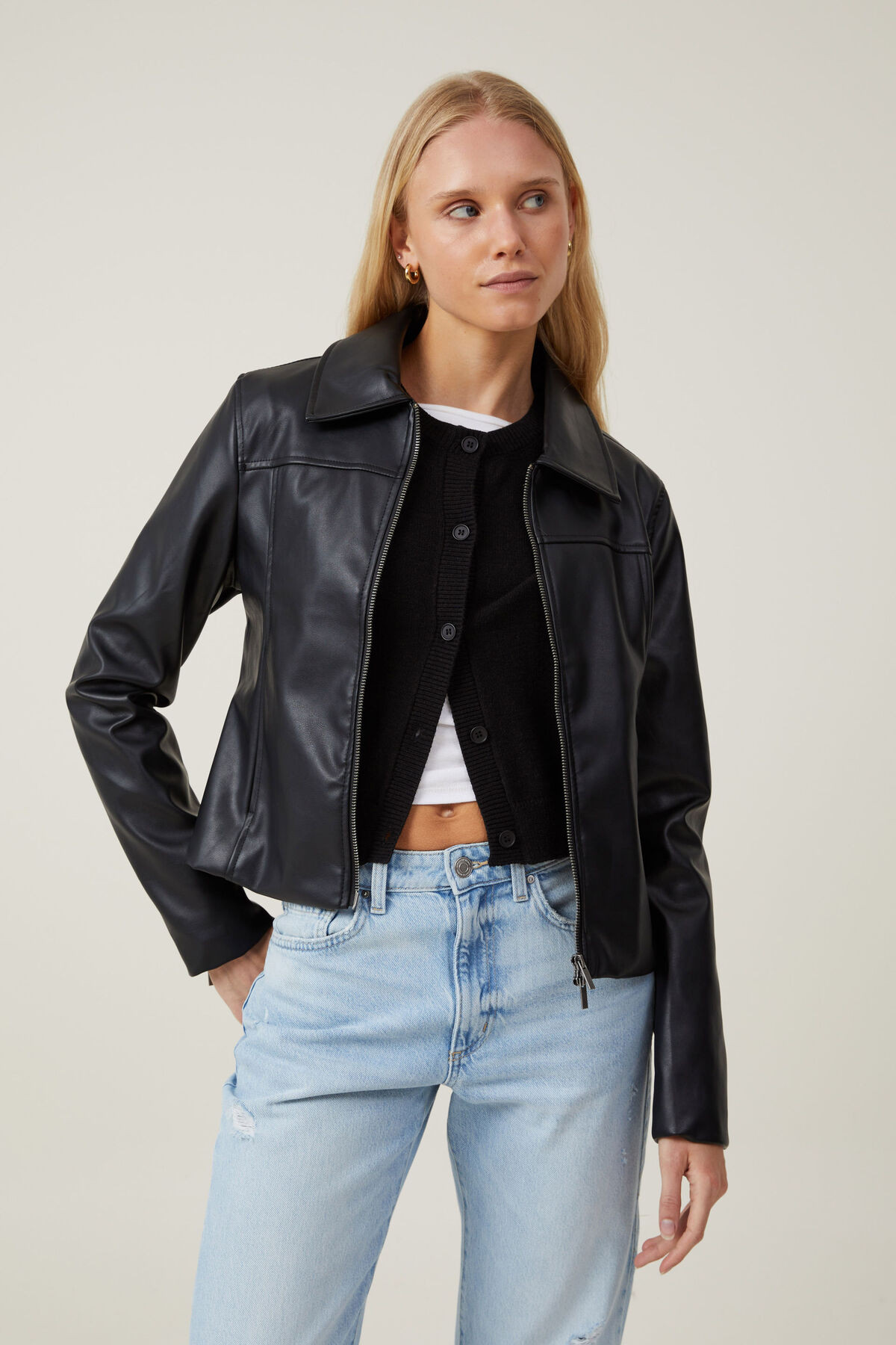 Minimalist Faux Leather Jacket | Cotton On (ANZ)