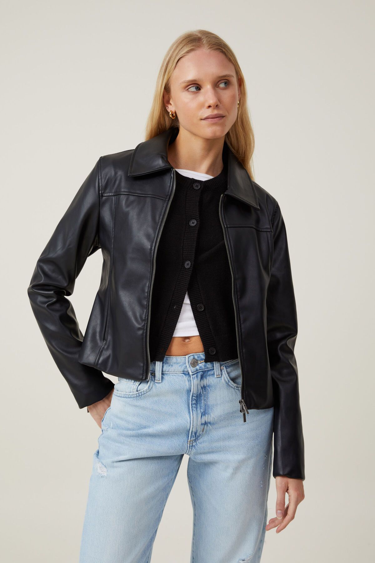 Minimalist Faux Leather Jacket | Cotton On (US)