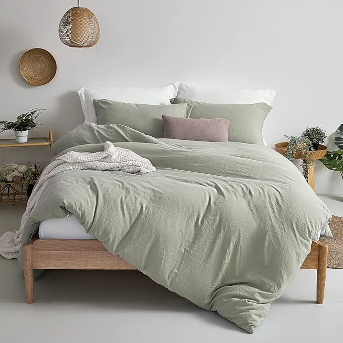 MILDLY Super Soft Duvet Cover - 100% Washed Microfiber October Mist Sage Comforter Cover Set 3 Pi... | Amazon (US)