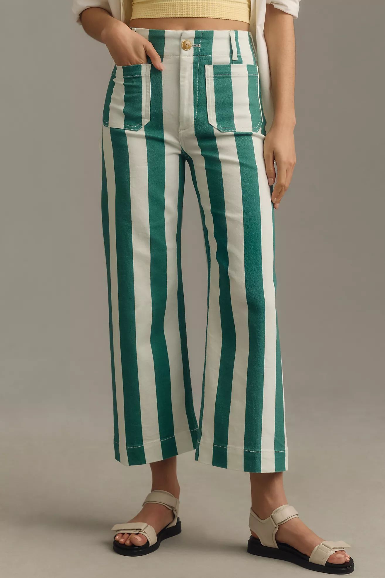 The Colette Denim Cropped Wide-Leg Jeans by Maeve | Anthropologie (US)