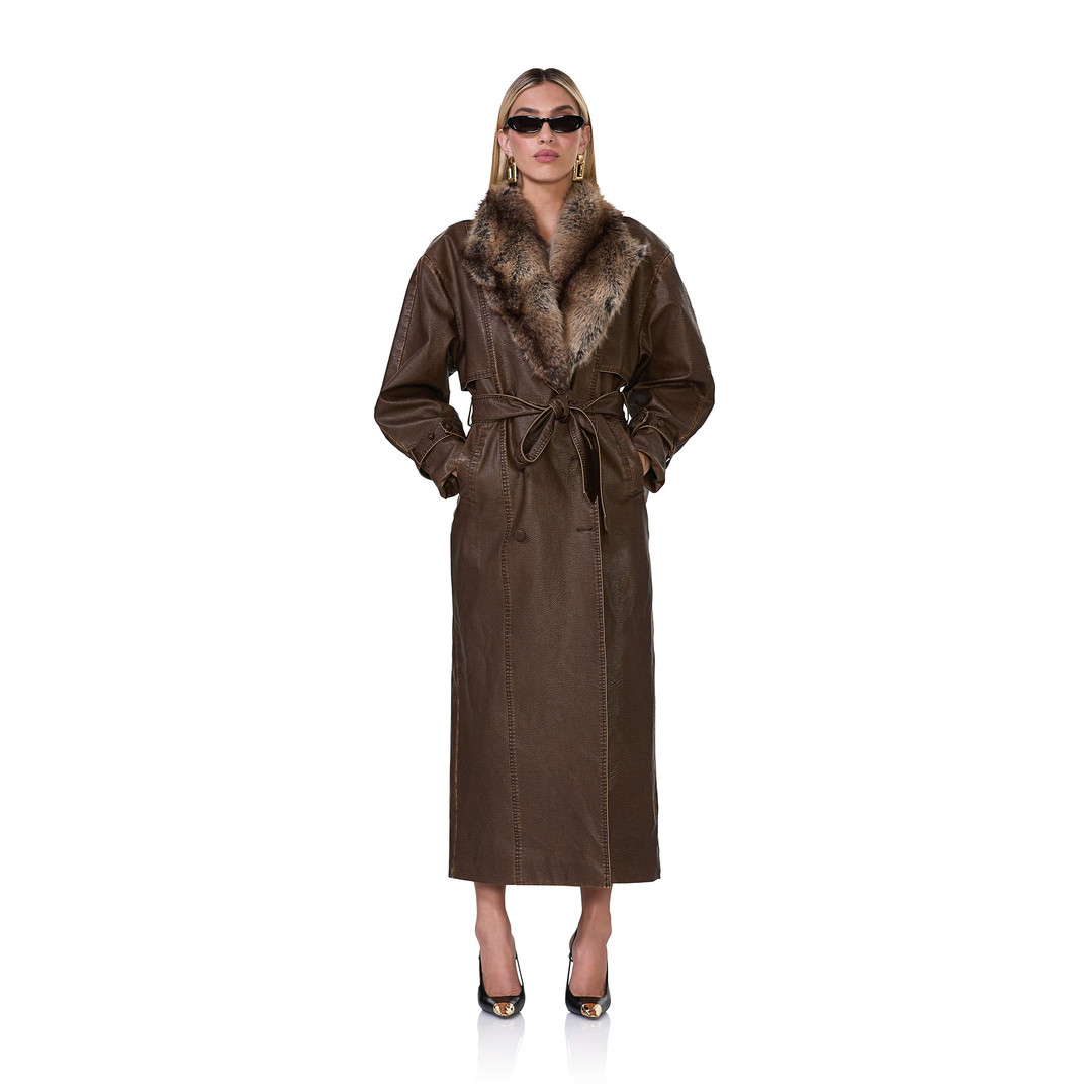 Saint Barrel Sleeve Trench Coat - Washed Brown | ShopAFRM