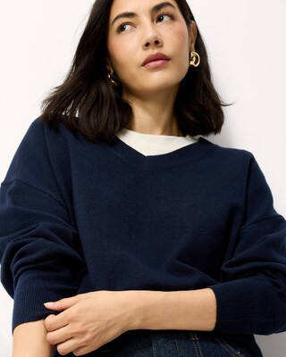 F&F V Neck Knitted Jumper in Navy | Tesco F&F