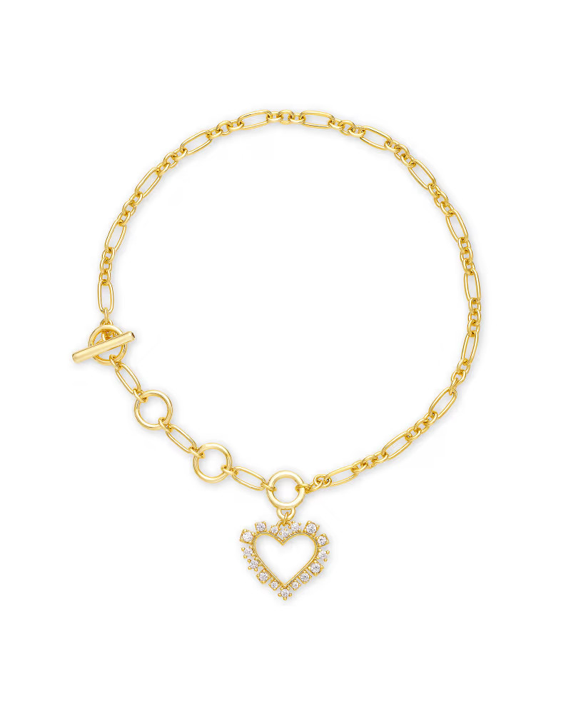Ari Heart Gold Delicate Bracelet in White Crystal | Kendra Scott