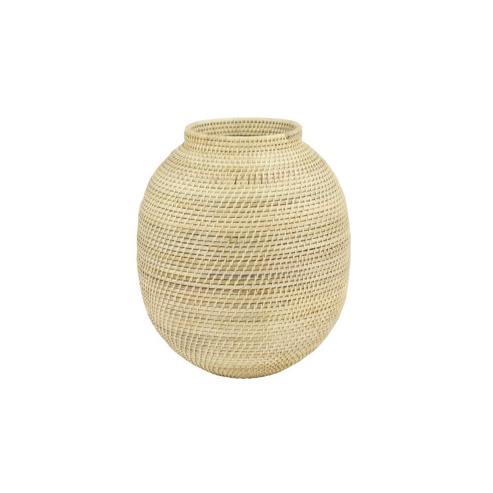 Litton Lane Large Decorative Handwoven Natural Beige Bamboo Vase-35985 - The Home Depot | The Home Depot