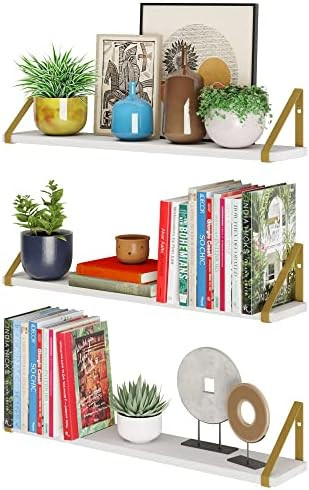 Wallniture Ponza White Floating Shelves for Wall, 24" Wall Shelves for Living Room Decor, Bedroom... | Amazon (US)
