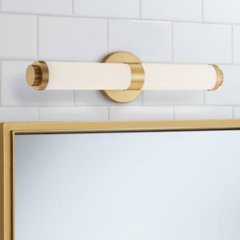 Aqua 19 1/4" Wide Brushed Gold Metal Bar LED Bath Light | Lamps Plus