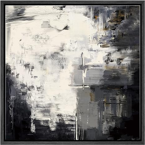 SIGNWIN Framed Canvas Print Wall Art Black, Grey & White Color Paint Blocks Abstract Shapes Illus... | Amazon (US)
