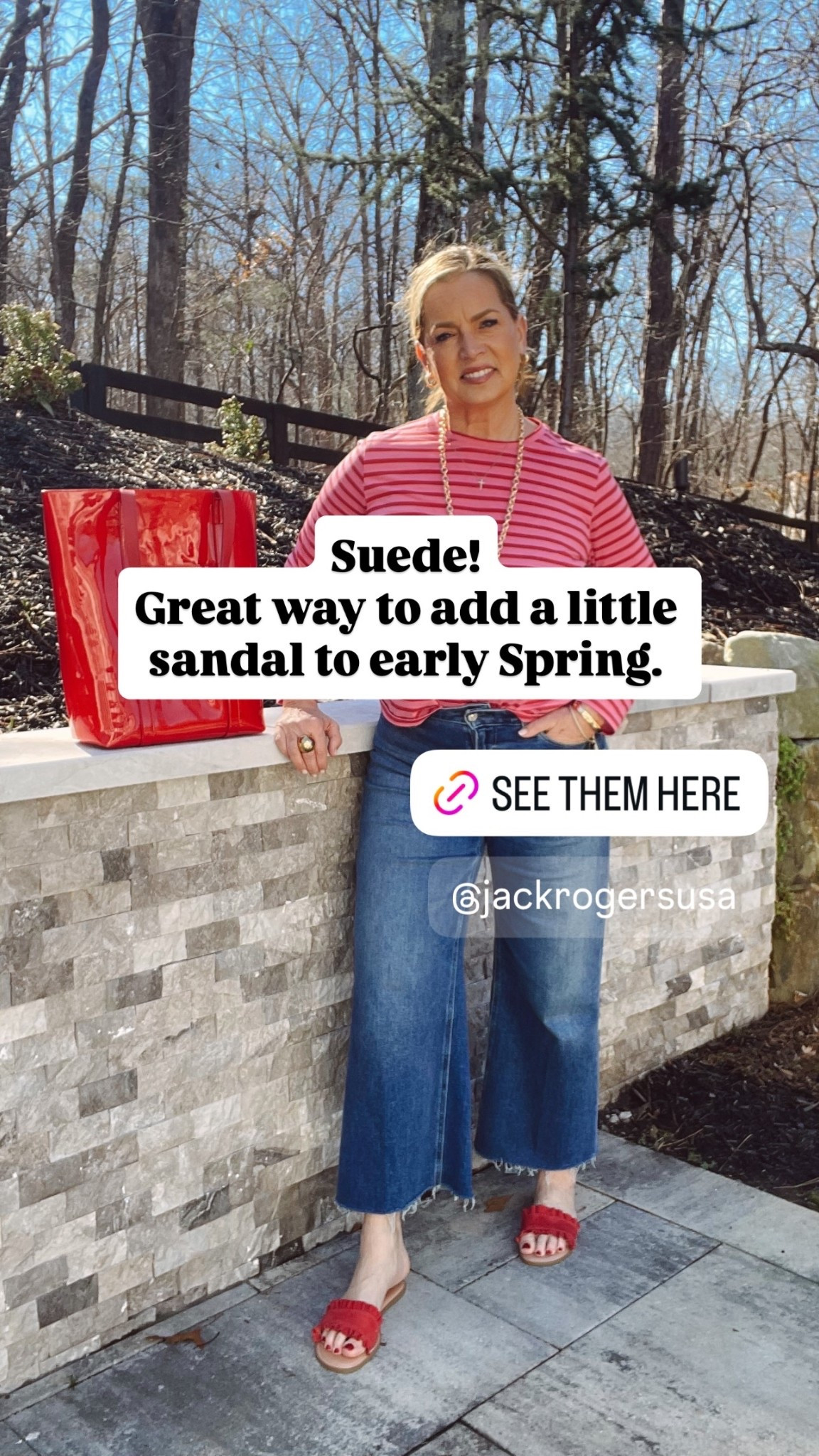 Suede!
Great way to add a little sandal to early Spring.