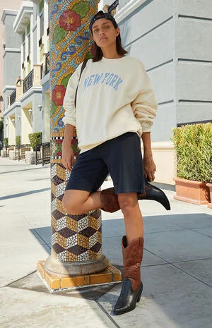 John Galt Off White New York Crew Neck Sweatshirt | PacSun