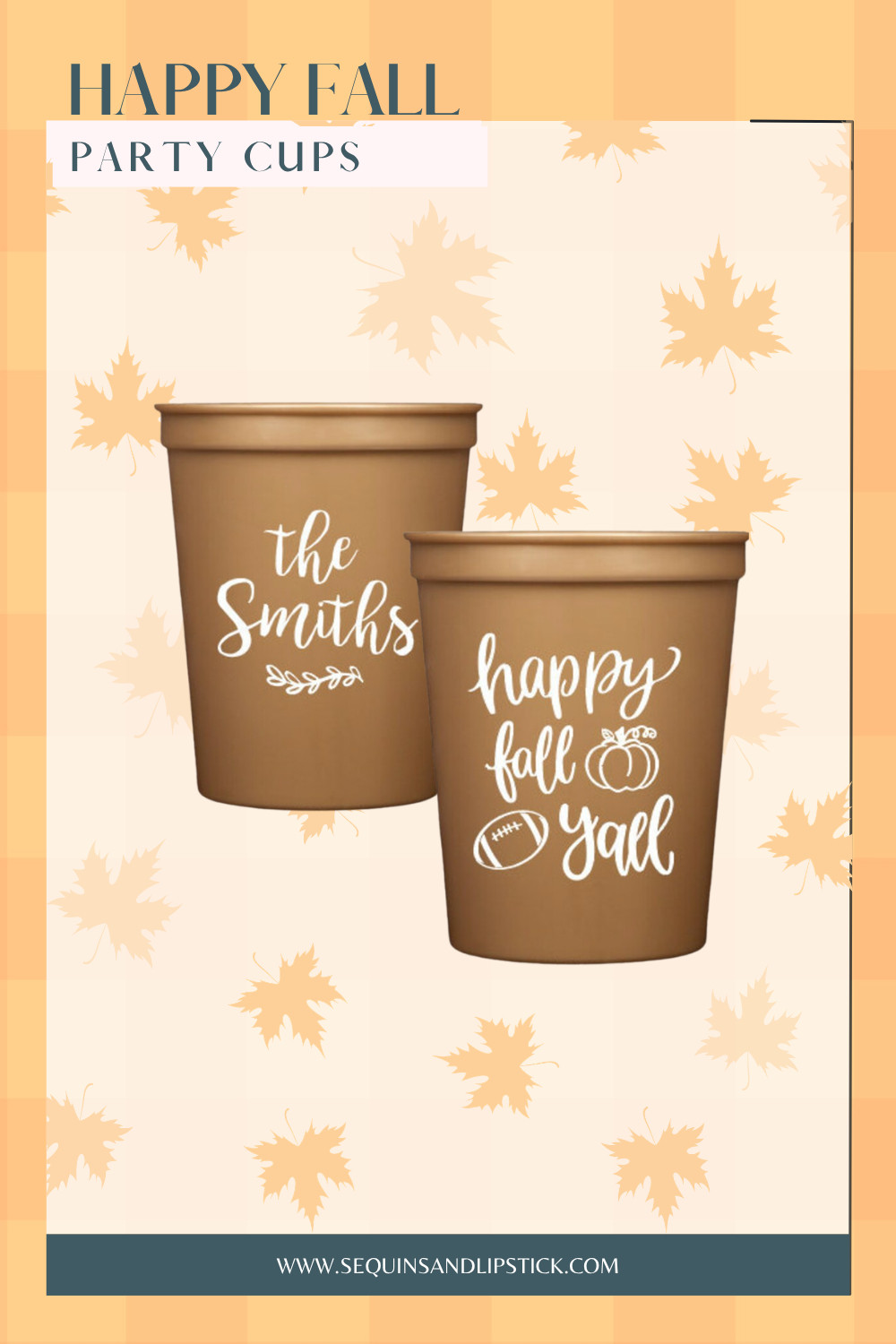 Happy fall, y’all! 🍂 These personalized party cups are such a cute touch for football watch parties, fall get-togethers, or Thanksgiving hosting. I love the warm brown color + custom family name detail for making drinks feel a little more festive! 🏈🎃 

 #LTKSeasonal #LTKHome