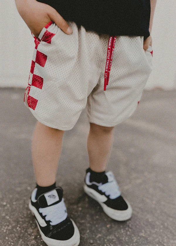 Little Trouble Red Checker Courtside Shorts | Little Trouble
